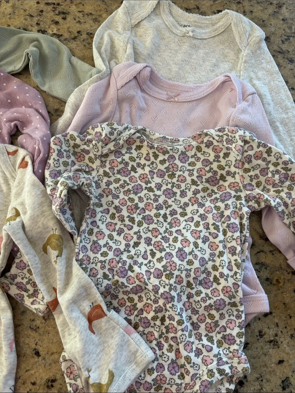 Carter's Long-Sleeve Baby One-Pieces- Pink, Purple & Gray- lot of 8 sz 3 months